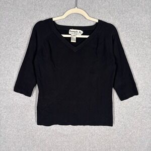 Vintage Joseph A Sweater XL Black Minimalist Quiet Luxury Retro Career Classic